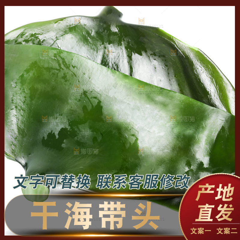 白底上摆放着新鲜海带