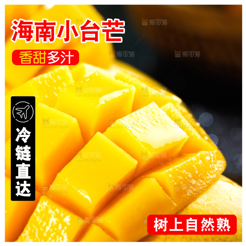 黑底上放着小台农芒果