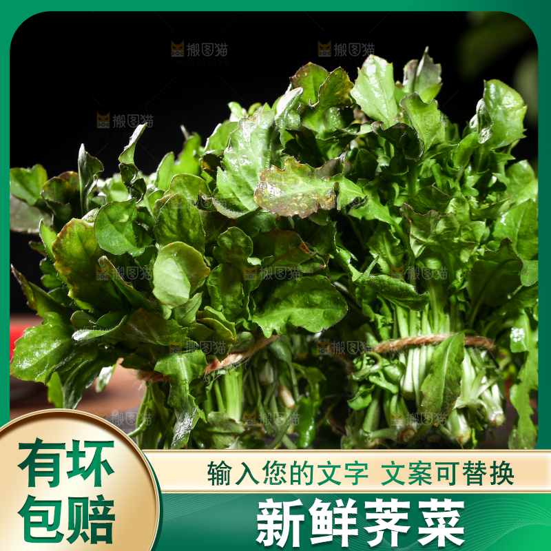 黑石板上放着野生荠菜