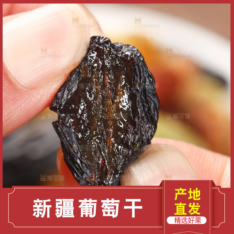 手里拿着黑加仑葡萄干