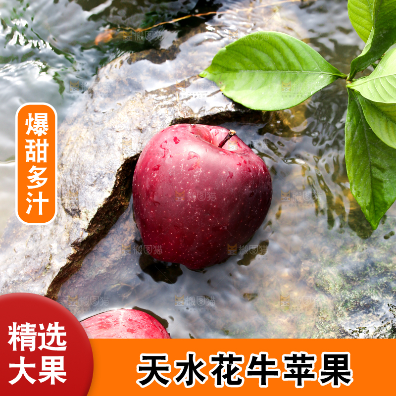 河水里放着花牛苹果