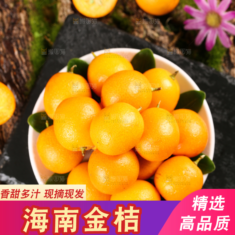 黑石板上放着一盘融安小金桔