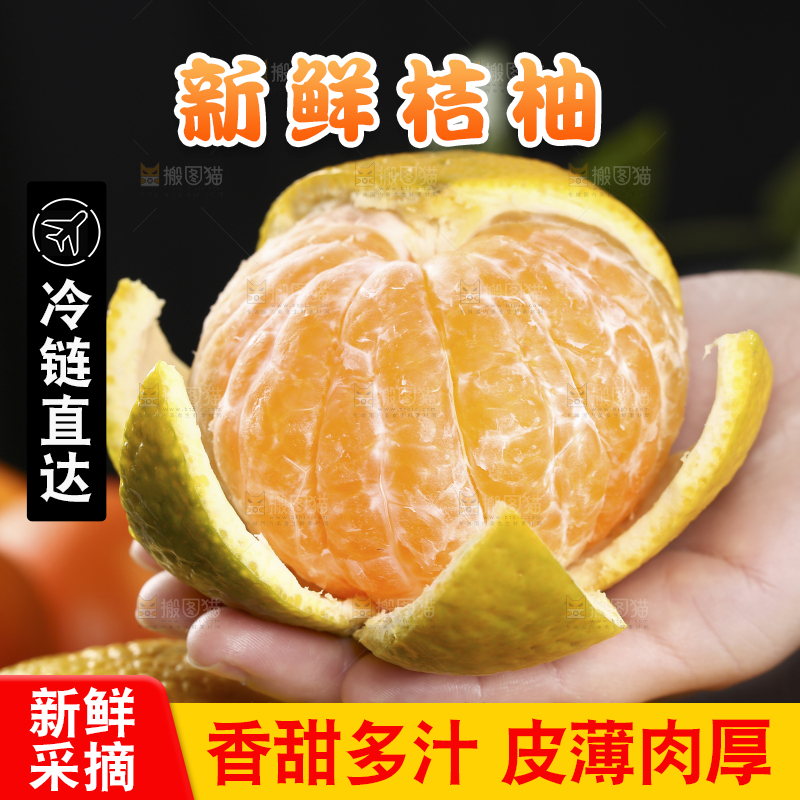 手里拿着一个撕开皮的桔柚