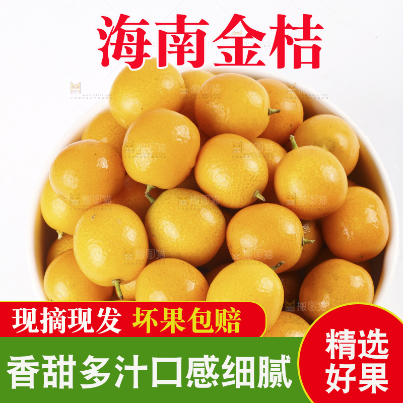 白底上摆放着一盘脆皮小金橘