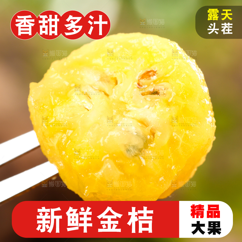 叉子上插着金桔果肉