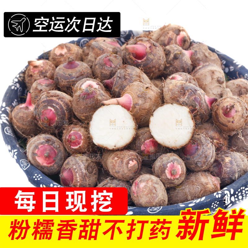 一篮新鲜红芽芋头