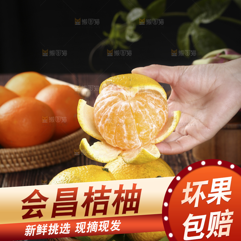 手里拿着一个撕开皮的桔柚