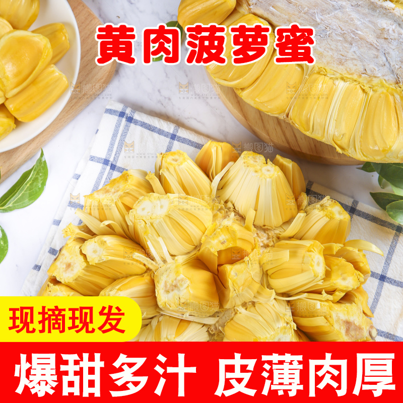 格子底上的海南黄肉菠萝蜜