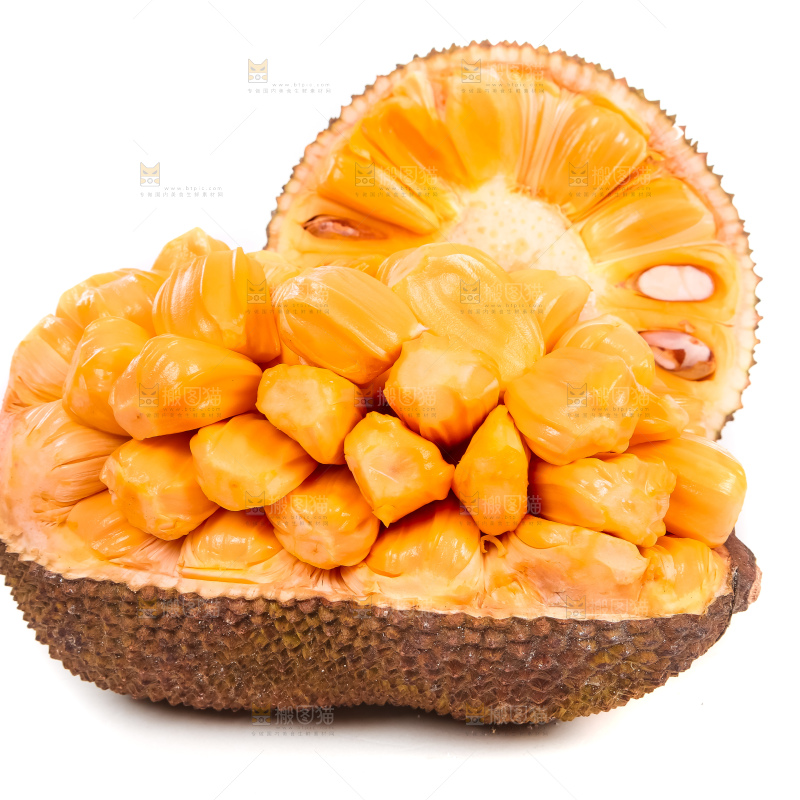 白底上放着红肉菠萝蜜