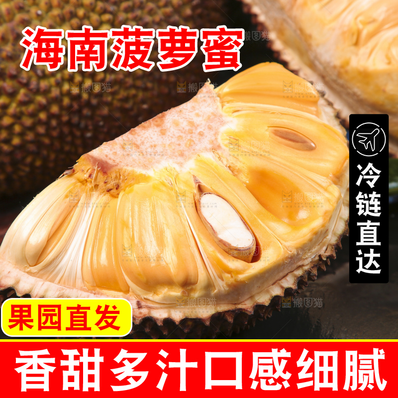 黑底上放着红肉菠萝蜜