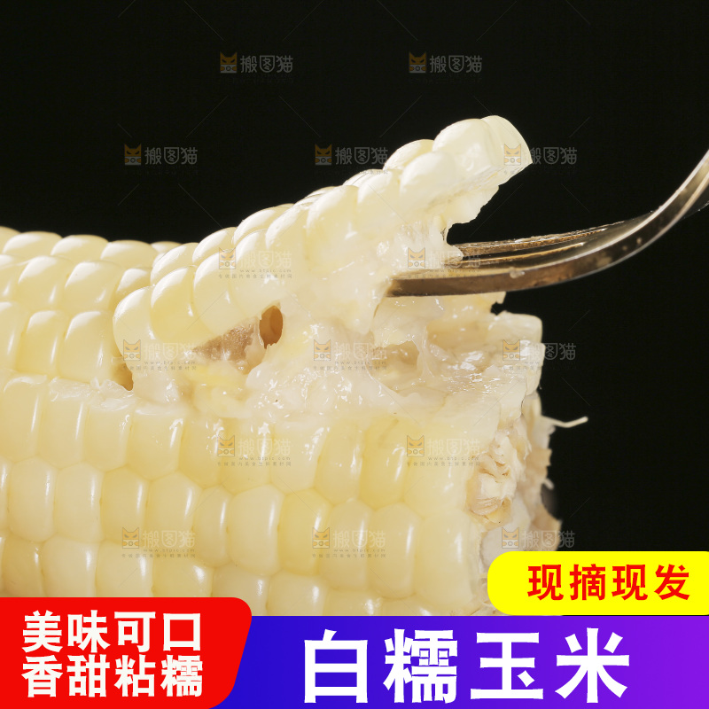 叉子上插着甜糯白玉米