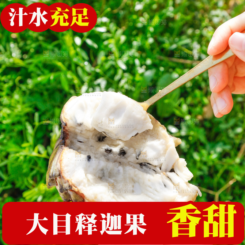 勺子上舀着释迦果果肉