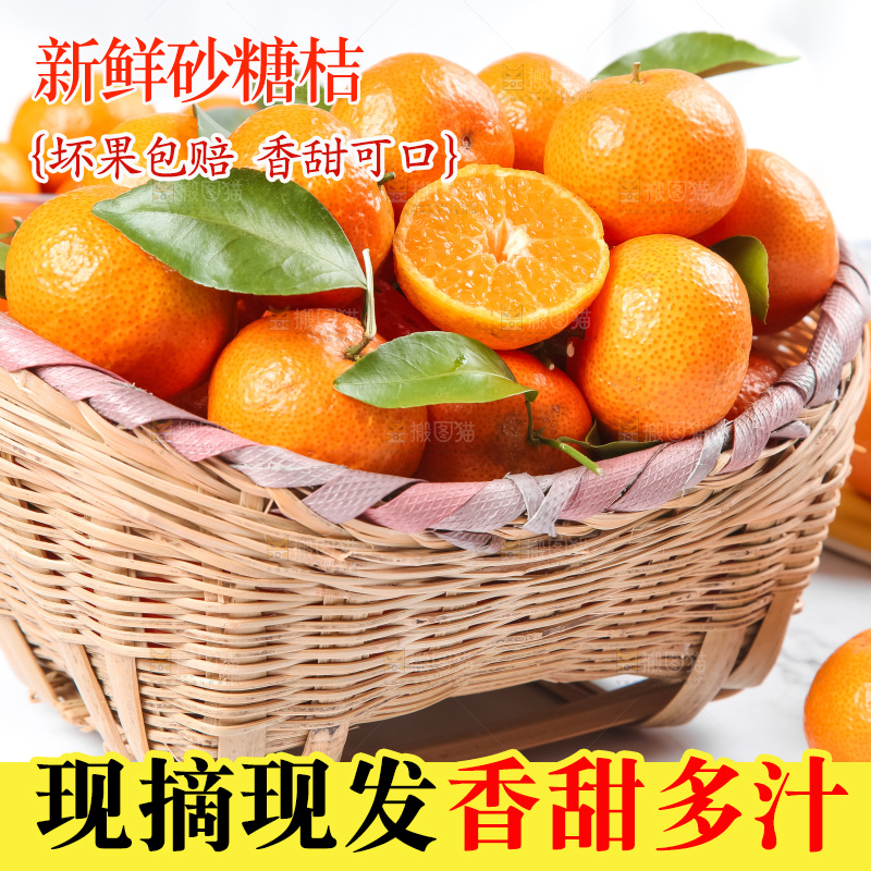 白底上放着一篮砂糖桔