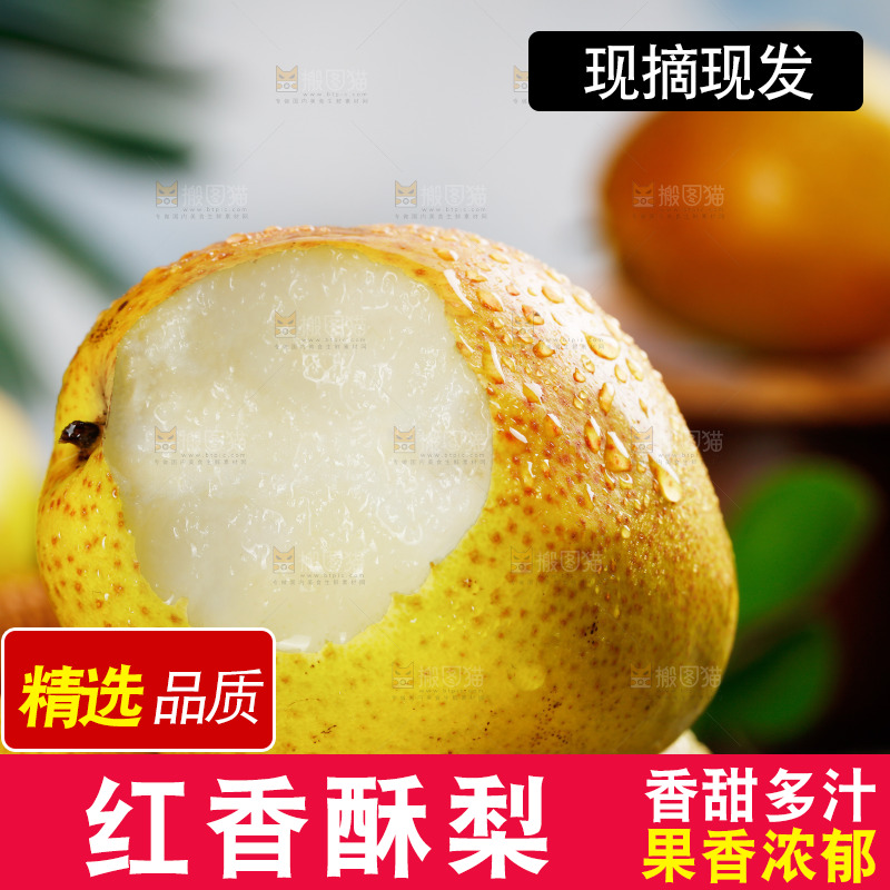 一堆新鲜红香酥梨