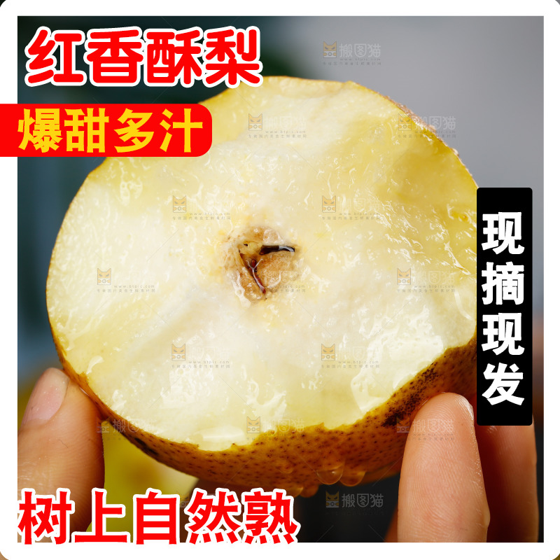 手里拿着红酥梨