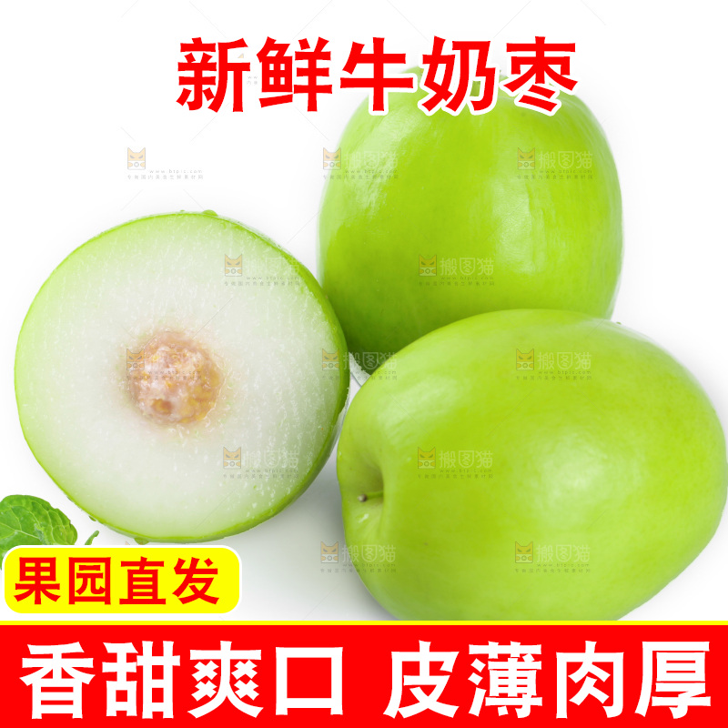 白底上的牛奶枣
