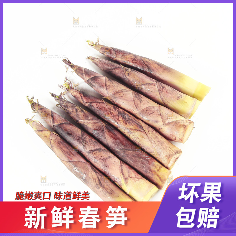 白底上放着一堆春笋