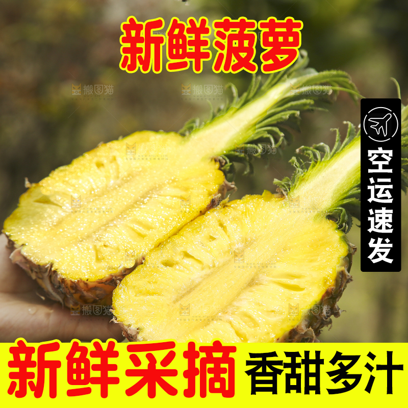 手里拿着切面的菠萝