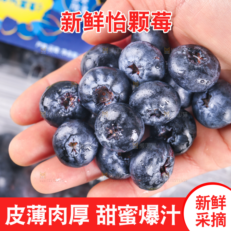 手里捧着大蓝莓
