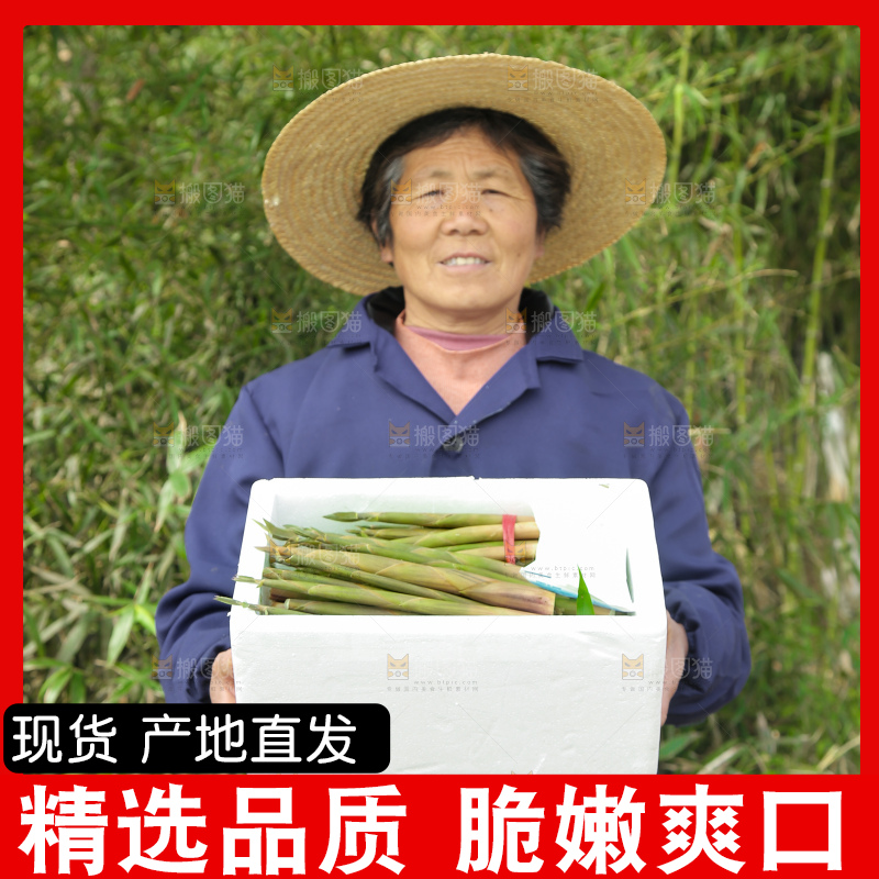 手里端着一箱小竹笋