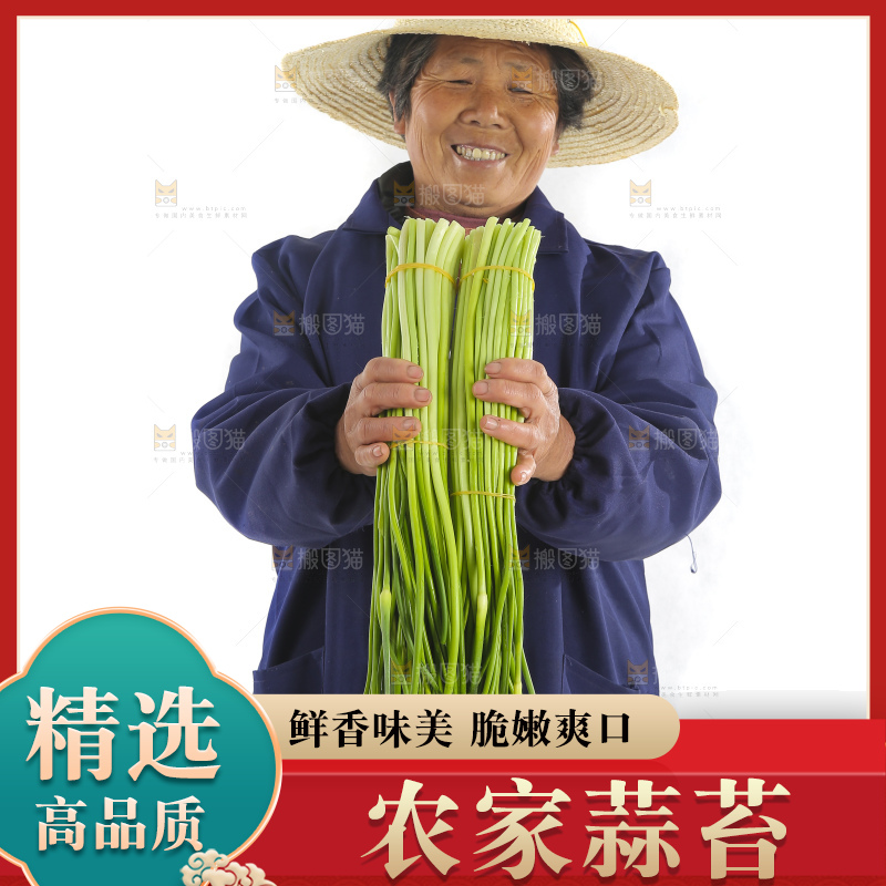 手里拿着新鲜蒜苔