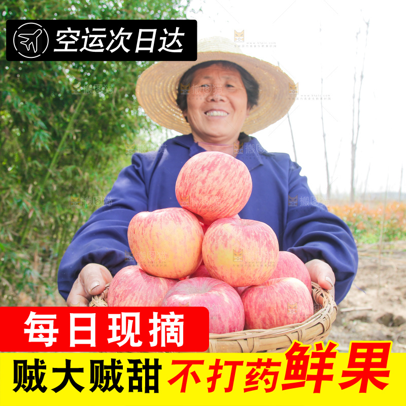 手里端着一篮红富士