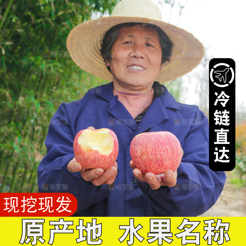 手里拿着红富士苹果