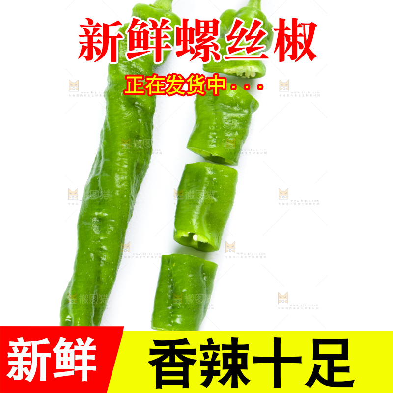 白底上摆放着青螺丝椒