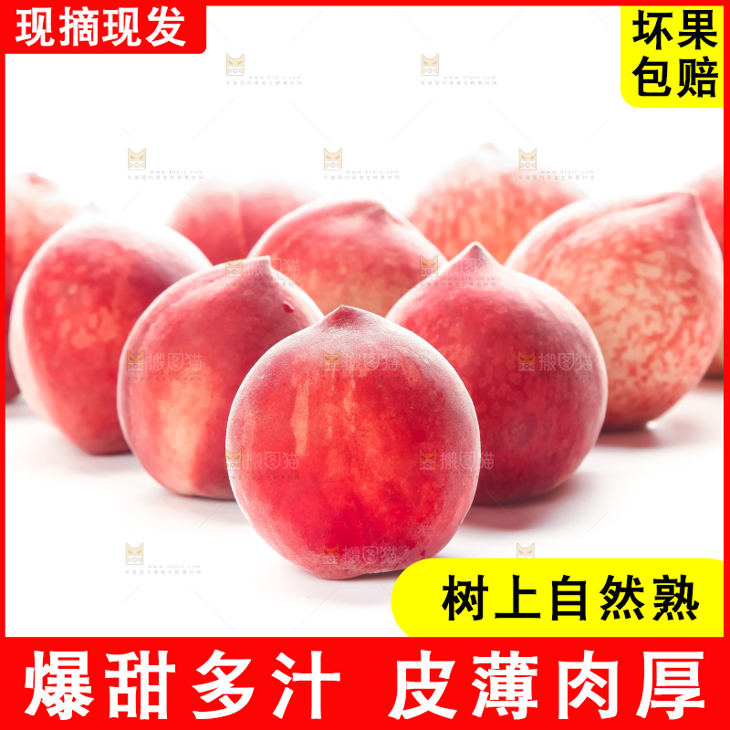 白底上的春雪水蜜桃