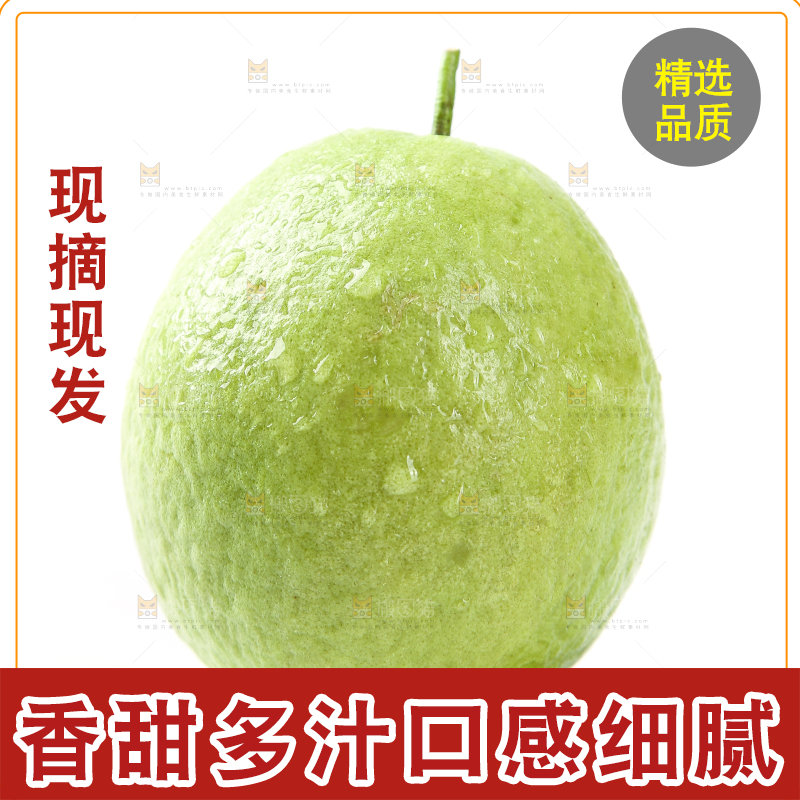 白底上摆放着芭乐果