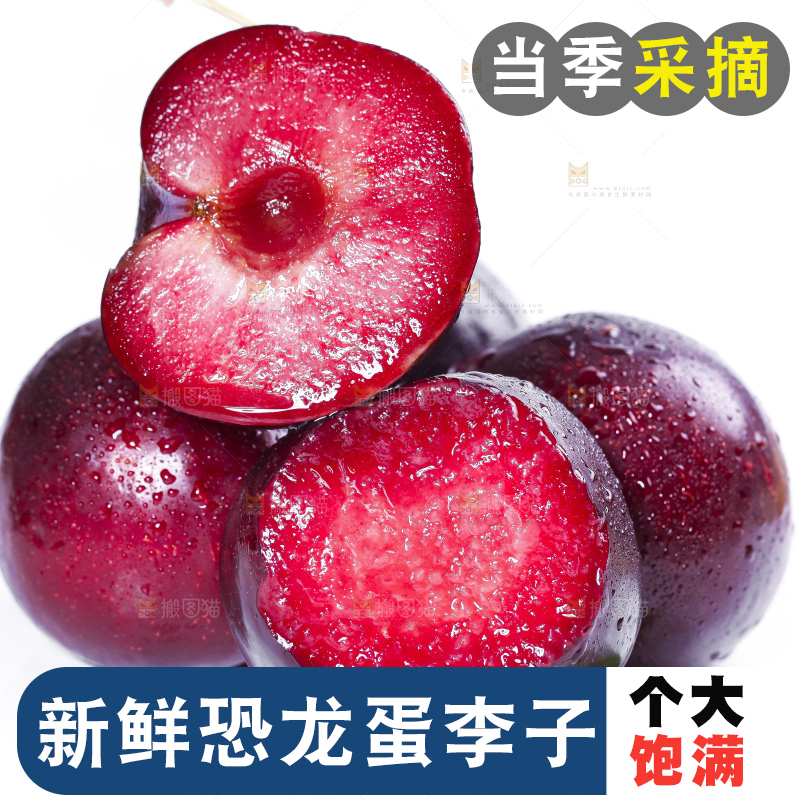 白底上摆放着恐龙蛋李