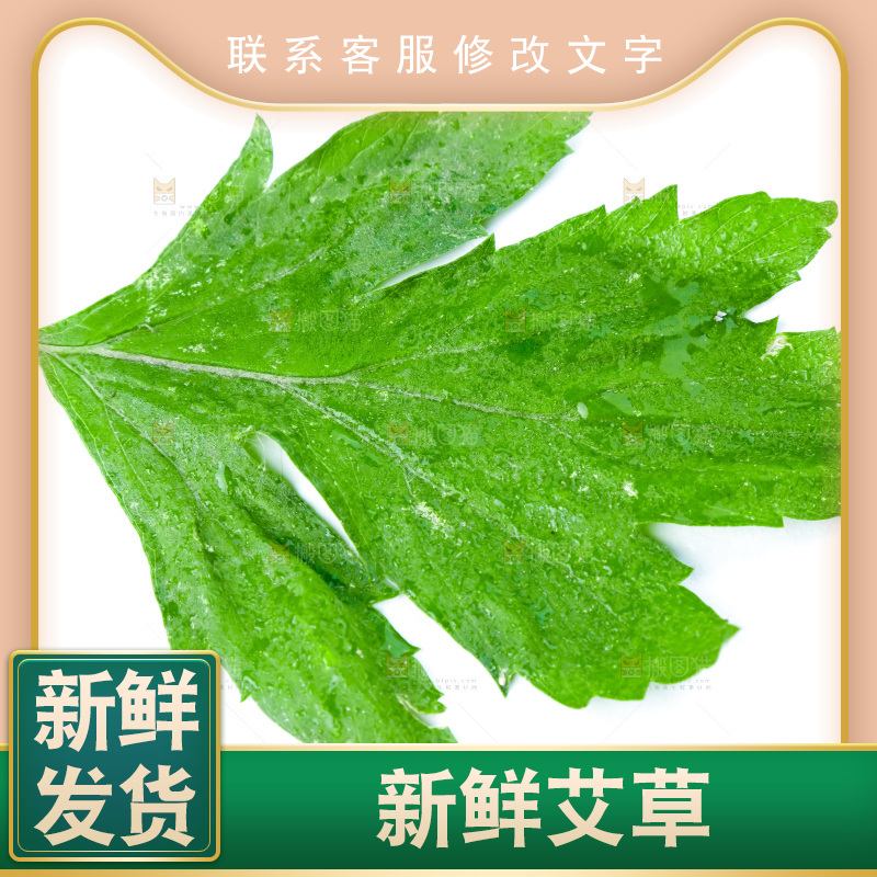白底上摆放着艾草