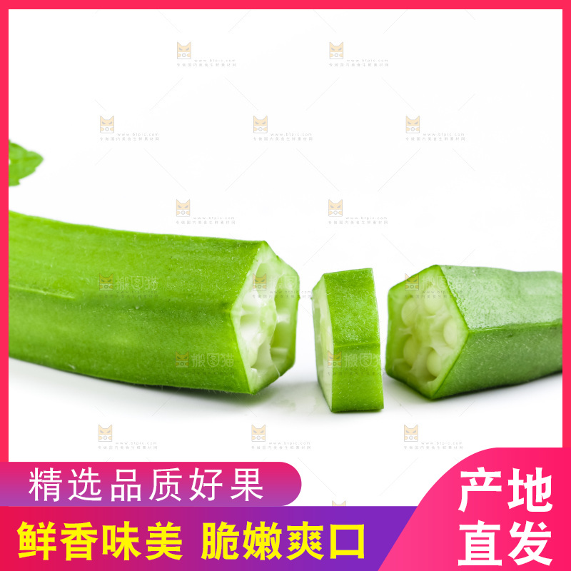 白底上的新鲜秋葵