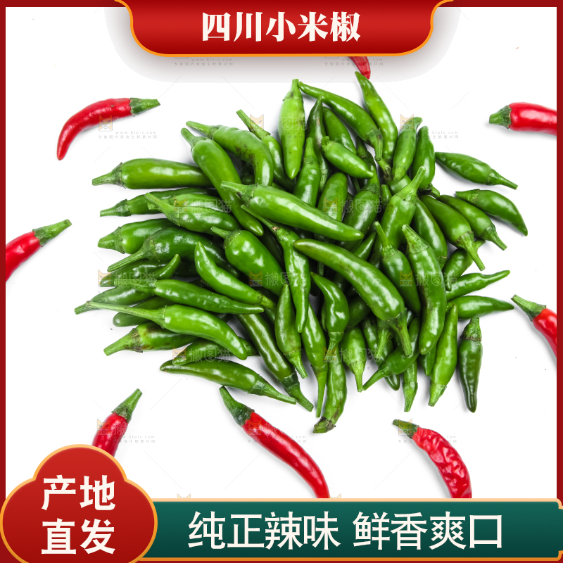 白底上摆放着广西小米椒