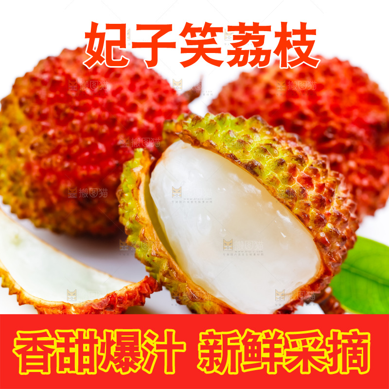 白底上放着几颗海南妃子笑