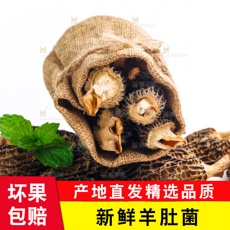 浅底上放着干羊肚菌