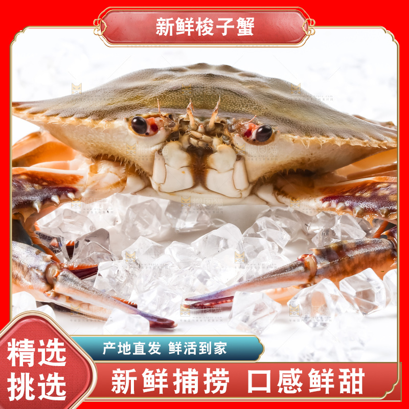 白底上放着海螃蟹