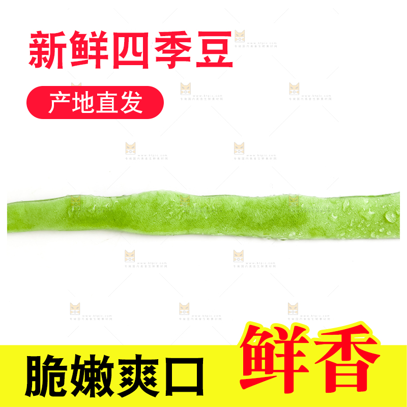 白底上放着新鲜四季豆