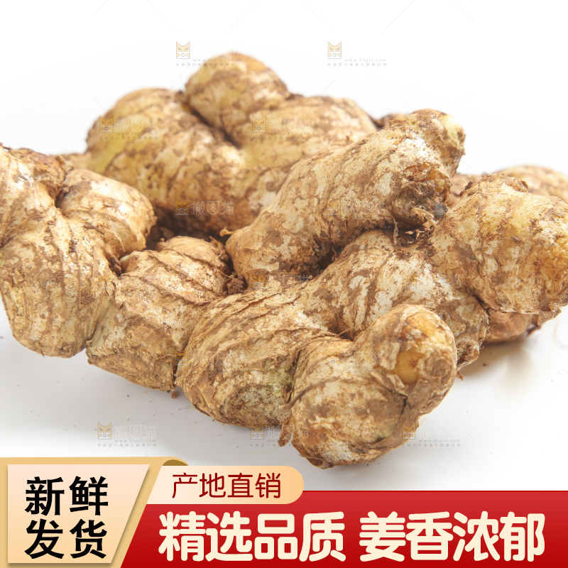 白底上放着云南小黄姜