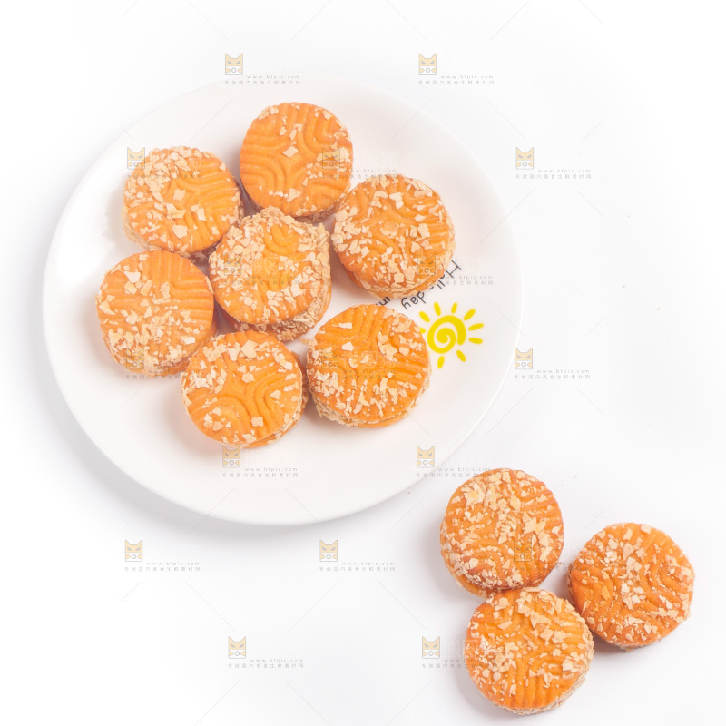 白底上的饼干