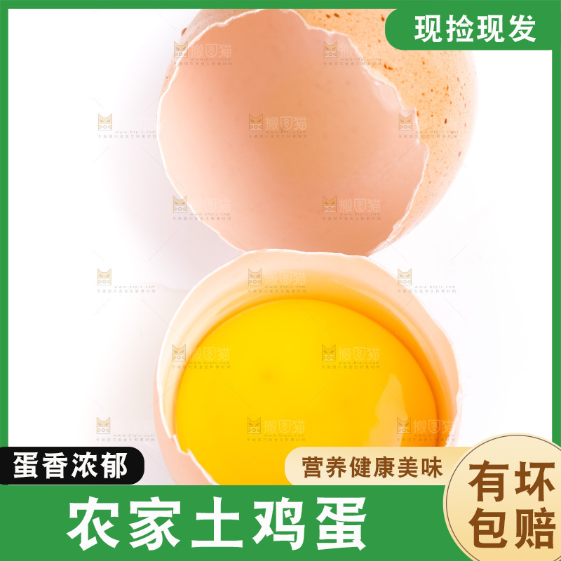 新鲜土鸡蛋放在白底上