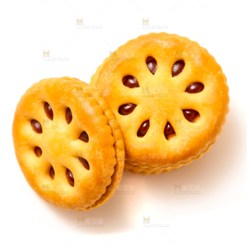 白底上的果酱夹心饼干