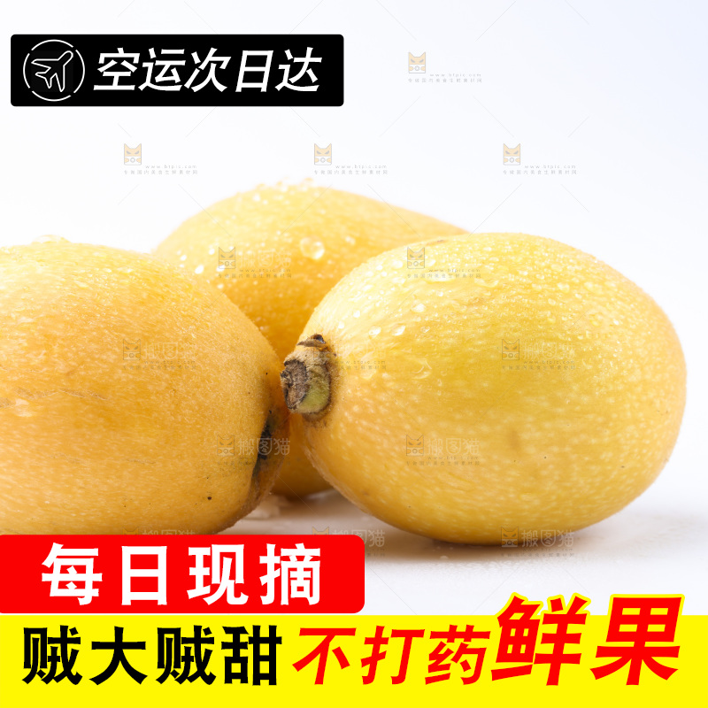 白底上放着新鲜枇杷