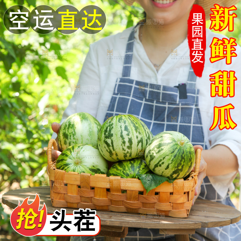 桌子上放着一篮新鲜花蕾甜瓜