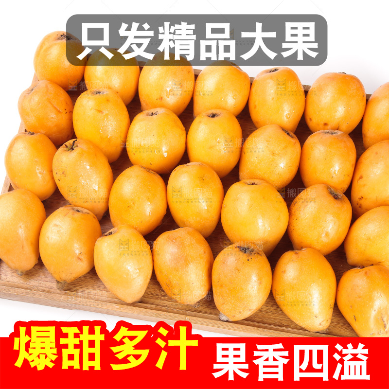 白底上放着一盘枇杷