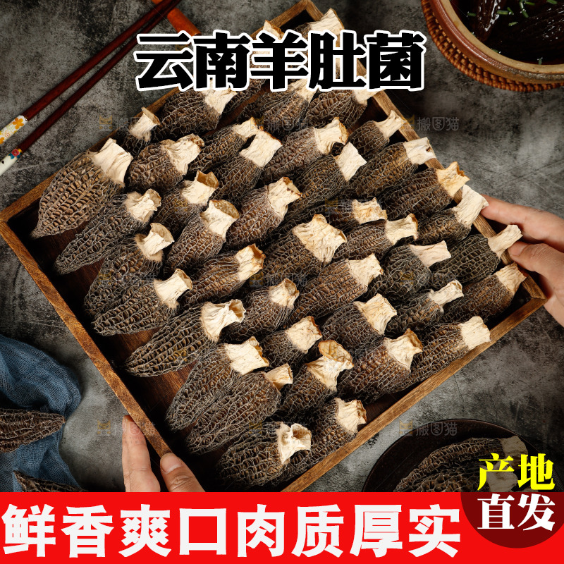 手里端着一盘干羊肚菌