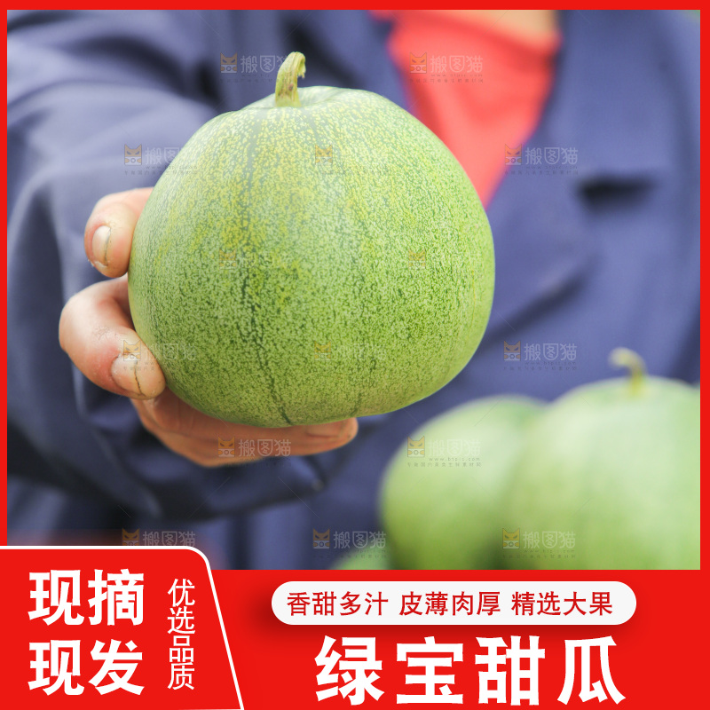 手里拿着绿宝石甜瓜