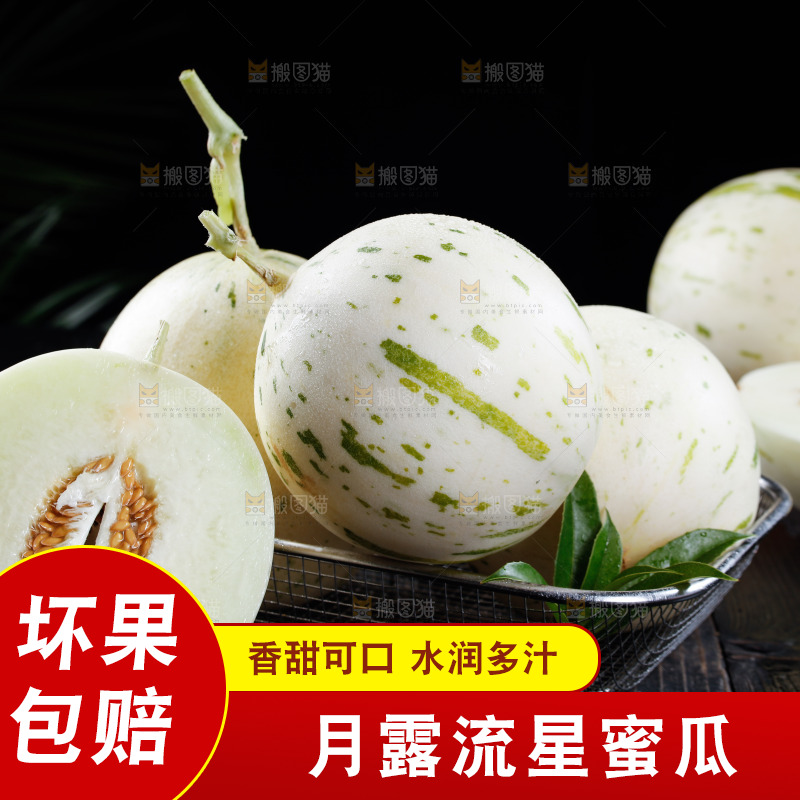 黑底上的月露流星蜜瓜