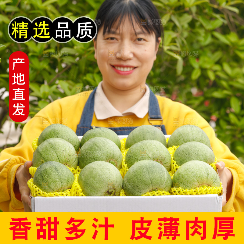手里端着一箱绿宝甜瓜