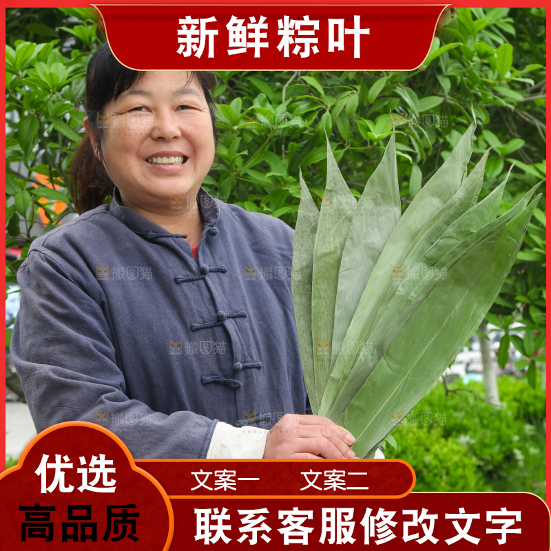 手里拿着大粽叶
